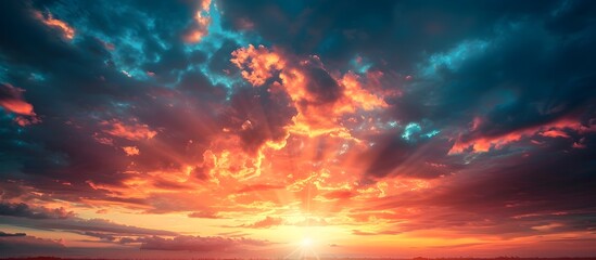 Stylish Sunset with Clouds over Body of Water - obrazy, fototapety, plakaty