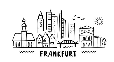 Fototapeta premium city of Frankfurt in sketch style on white