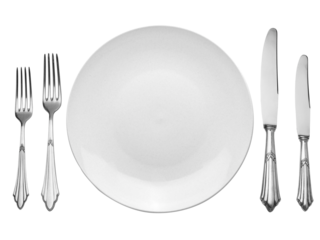 Setting with Plate, Knifes & Forks (clipping path)