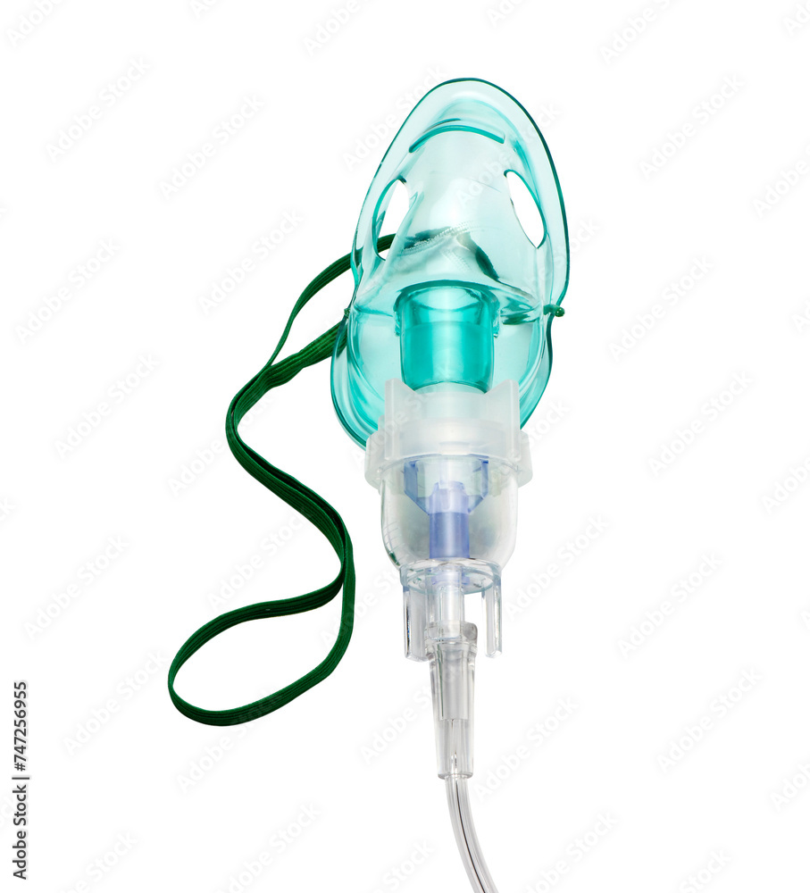 Wall mural close up image of an oxygen mask from front on green gradient