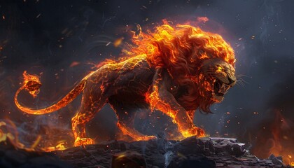 Fiery Lion Roars in the Month of Love A Valentine's Day Special Generative AI