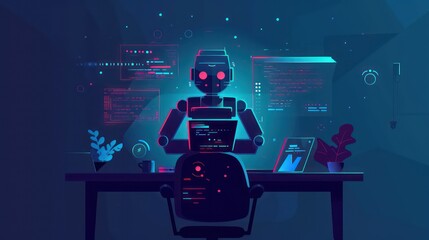 Man using technology smart robot AI, artificial intelligence by entering command prompt