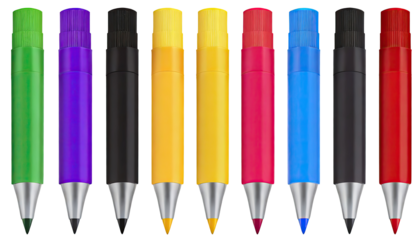 Colorful marker pen set on isolated background with clipping path. Vivid highlighter and blank space for your design or montage.