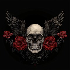 Roses and Skulls A Tattoo-Inspired Design for the Month of Love Generative AI