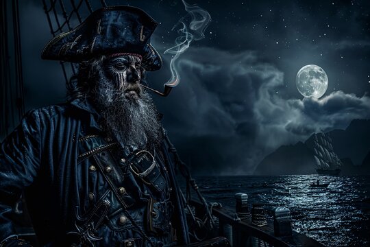 Pirate Smoke Night Generative AI