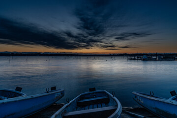 印旛沼の朝焼け