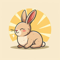 Blissful Bunny Basking in a Sunbeam . Vector Icon Illustration. Animal Nature Icon Concept Isolated Premium Vector. 