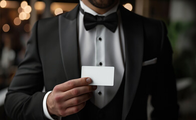 Professional Elegance: Business Card in Hand