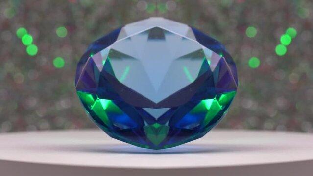 Diamond blue artfully mirrored rotates in circles