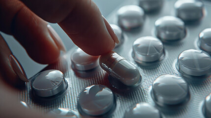 A hand picking up a smart pill from a pack demonstrating the ease of use and convenience of this technology.