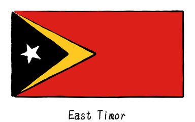 Analog hand-drawn world flag, East Timor