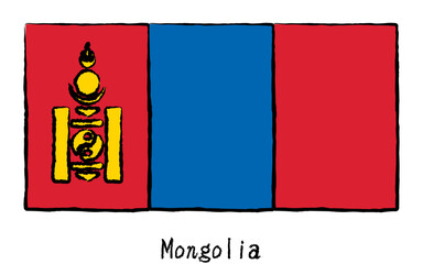 Analog hand-drawn world flag, Mongolia