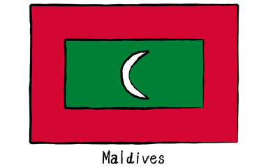 Analog hand-drawn world flag, Maldives