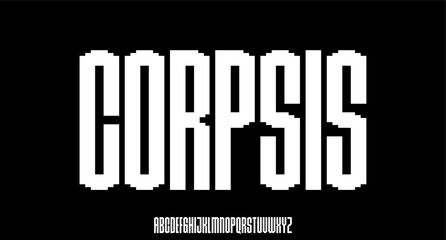 retro 8 bit style condense modern geometric font	

