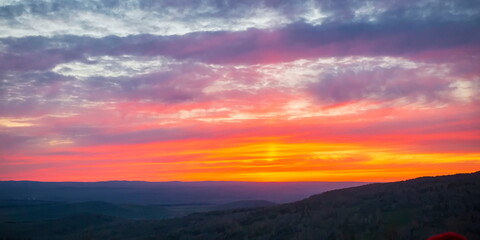 Obraz premium beautiful sunrise in the mountains of the Southern Urals in the Republic of Bashkortostan