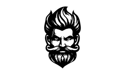Angry man with beard Logo character icon,man with beard icon mascot sketch concept,angry oldman mascot 02