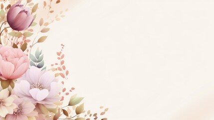 Fototapeta na wymiar Elegant Watercolor Flowers in Soft Pastel Shades on a Delicate Background