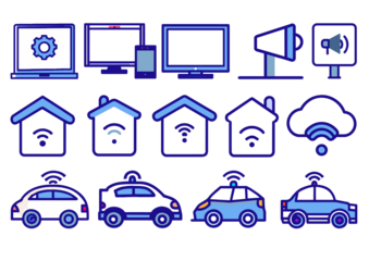 Set of technology icons. Outline icons with editable stroke collection.