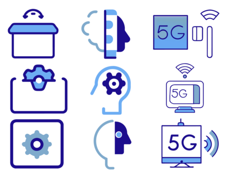 Set of technology icons. Outline icons with editable stroke collection.