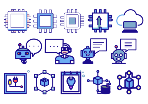 Set of technology icons. Outline icons with editable stroke collection.