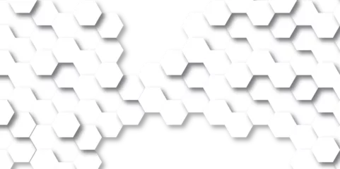 Fotobehang Background with hexagons. Abstract background with lines. white texture background . white and hexagon abstract background. white paper texture and futuristic business © armans
