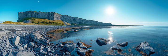 Naklejka premium rocky cliffs and rocky beaches. AI generative.