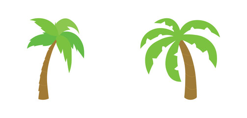 Palm trees vector set. Summer silhouette Black palm tree icon symbol vector sign isolated on white background. Vector illustration.	