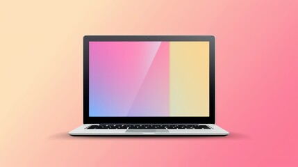 Modern Laptop Displaying Vibrant Gradient Colors on a Pink Background