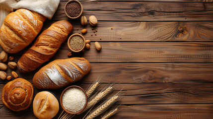Different bread. Web banner with copy space