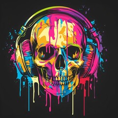 Neon Skull Headphones Groove to the Beat with Colorful Bone Headphones Generative AI