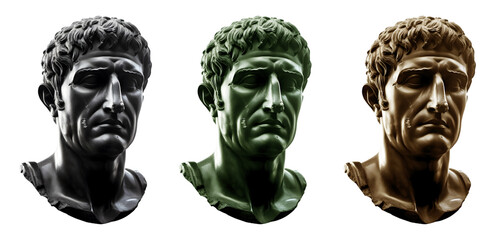 Naklejka premium Metal bust of a determined man. Striking man face.