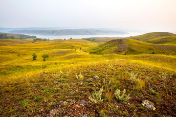 Fototapeta premium endless hilly expanses in the Southern Urals in the Republic of Borkovstan