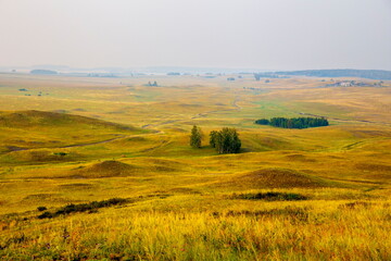 Fototapeta premium endless hilly expanses in the Southern Urals in the Republic of Borkovstan