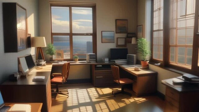 office room at evening