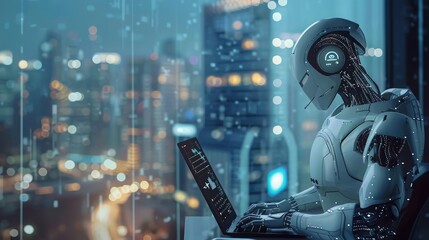 man using laptop for searching of technology smart open AI or artificial intelligence using an artificial intelligence chatbot developed.