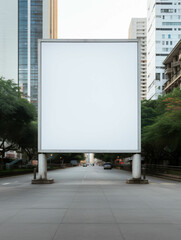 empty blank billboard mockup template or advertising poster on the sidewalk