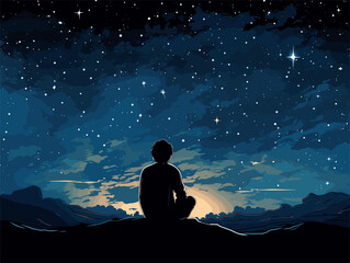 person watching the night sky