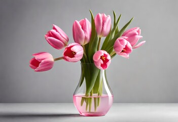 pink tulips in a vase isolated. Gladiolus Flower ‘Prins Claus’ Vase Arrangements transparent.Gladiolus Flower PNG. Flower vase PNG. minimalist flower vase