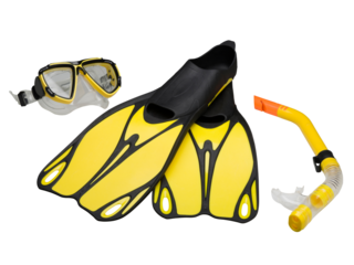 Fins, mask and snorkel (clipping path)