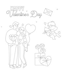 Happy Valentine Day coloring page for kinds & adults coloring book page for adults 