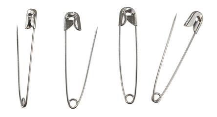 Metal safety pin or A safety pin isolated on transparency background. - obrazy, fototapety, plakaty