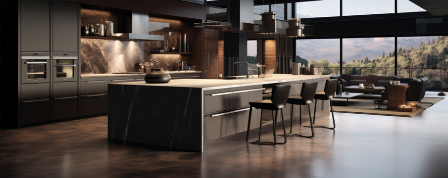 New luxury kitchen design in modern house
