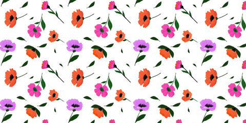 Seamless vector floral pattern with grass ornament. doodle