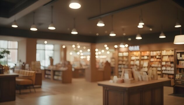 Blurred images of avm shop interior background and lighting bokeh