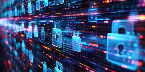 Naklejka premium Cyber security and data protection of private information