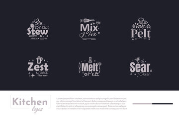 Elegant Kitchen quotes logo Template Bundle Composition classic style