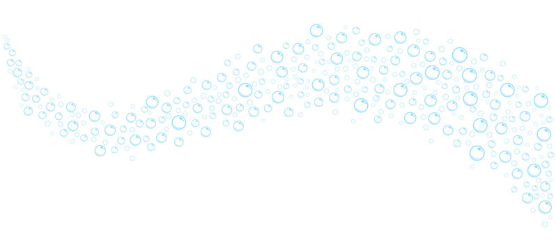 Wavy blue sparkling water bubble soda pop fizzy champagne illustration border vector © siska_artjournal