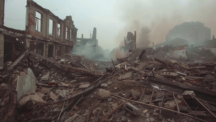 Echoes of Conflict: A Village Devastated by Bombing