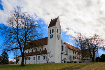 The monastery church of St Peter and Paul in the Benedictine Abbey of Thierhaupten in Bavaria on a...