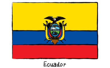 Analog hand-drawn world flag, Ecuador
